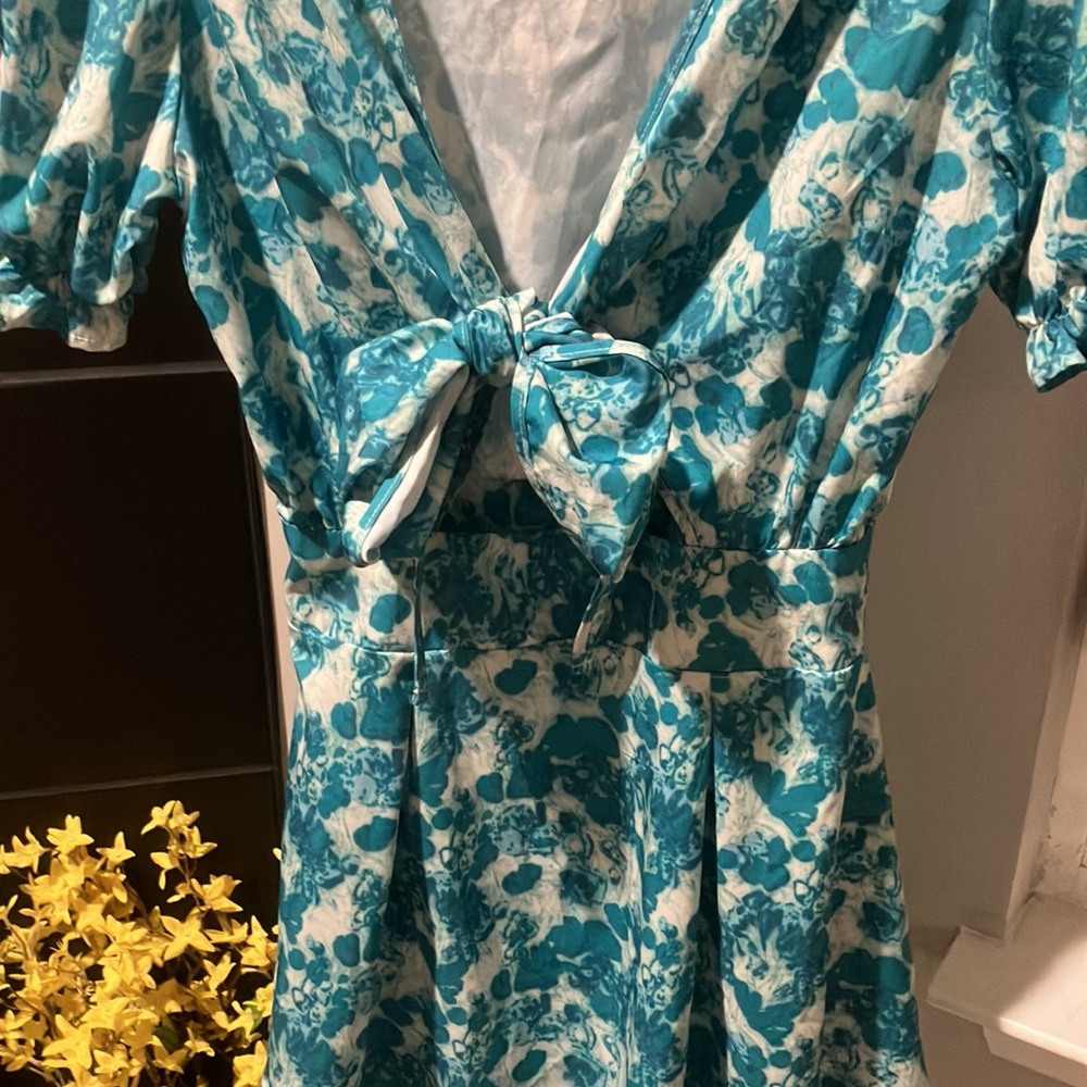 $5 Sale! Aqua Floral Dress - Picture 3 of 10